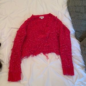 Bright pink distressed Superdown sweater